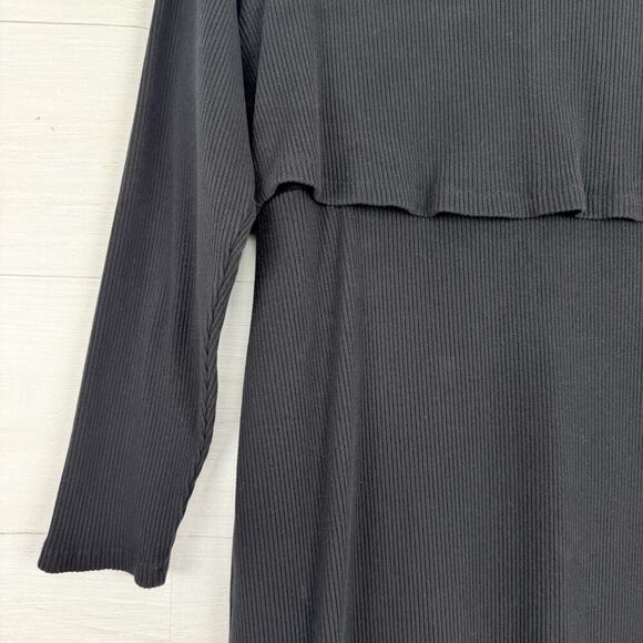 Old Navy Maternity Mock Neck Nursing Sweater Dress Size XL Black Rib Knit Midi - Picture 5 of 16